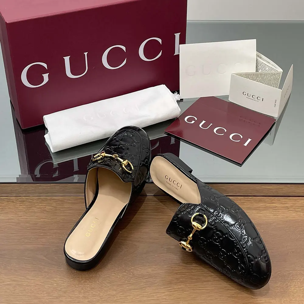 G*u*i women princetown slipper black gg leather ‎813864aad6s1000