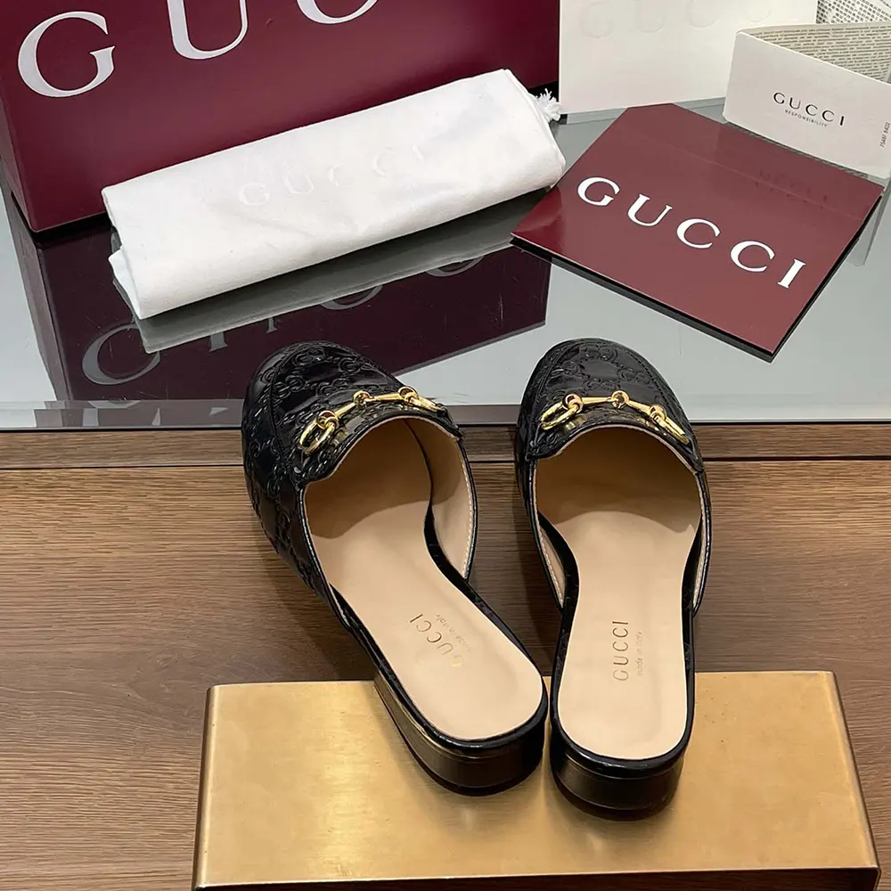 G*u*i women princetown slipper black gg leather ‎813864aad6s1000
