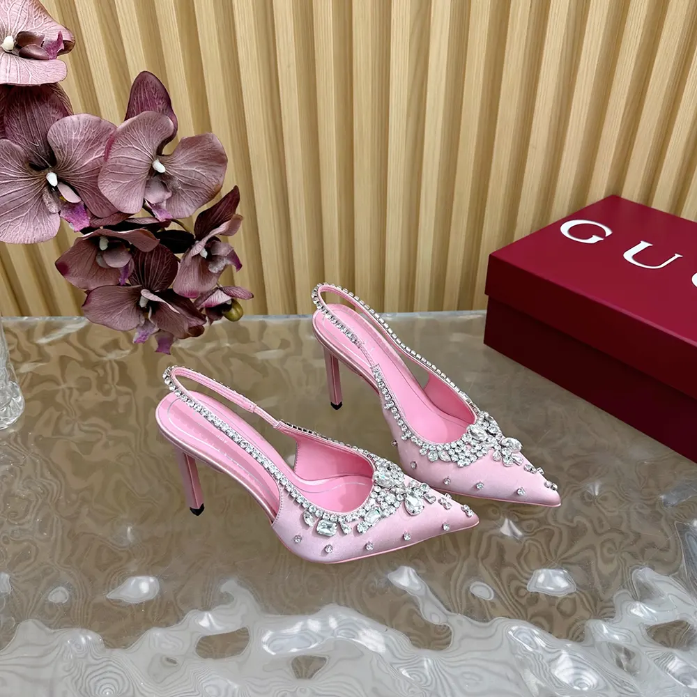 G*u*i women pump with crystals light pink satin 812192fad2v5741