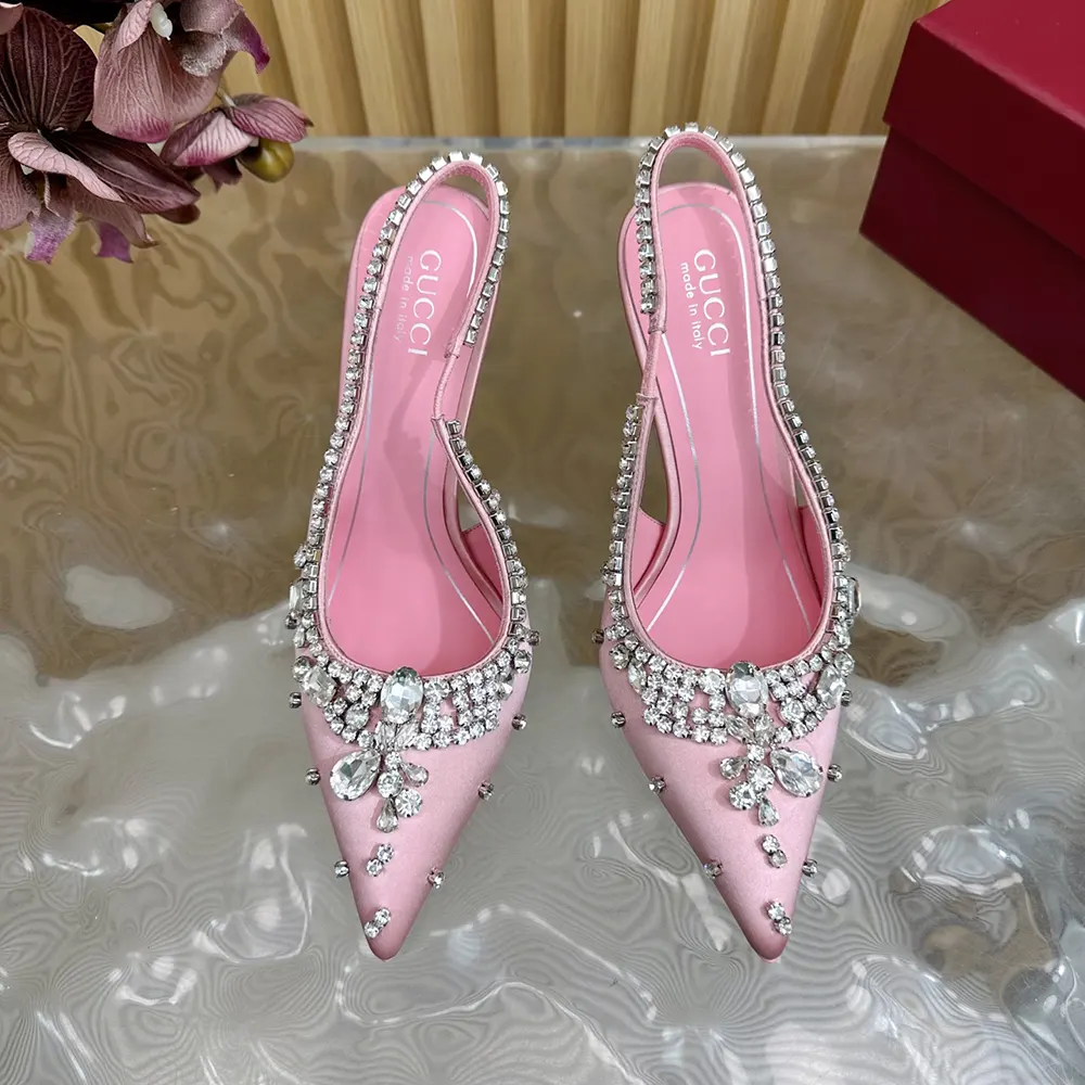 G*u*i women pump with crystals light pink satin 812192fad2v5741
