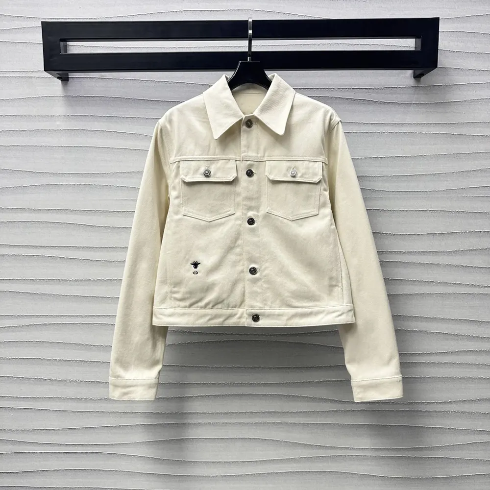 Dior Men Dioramour Jacket White Cotton Denim with Multicolor Cœur des Curiosités Motif