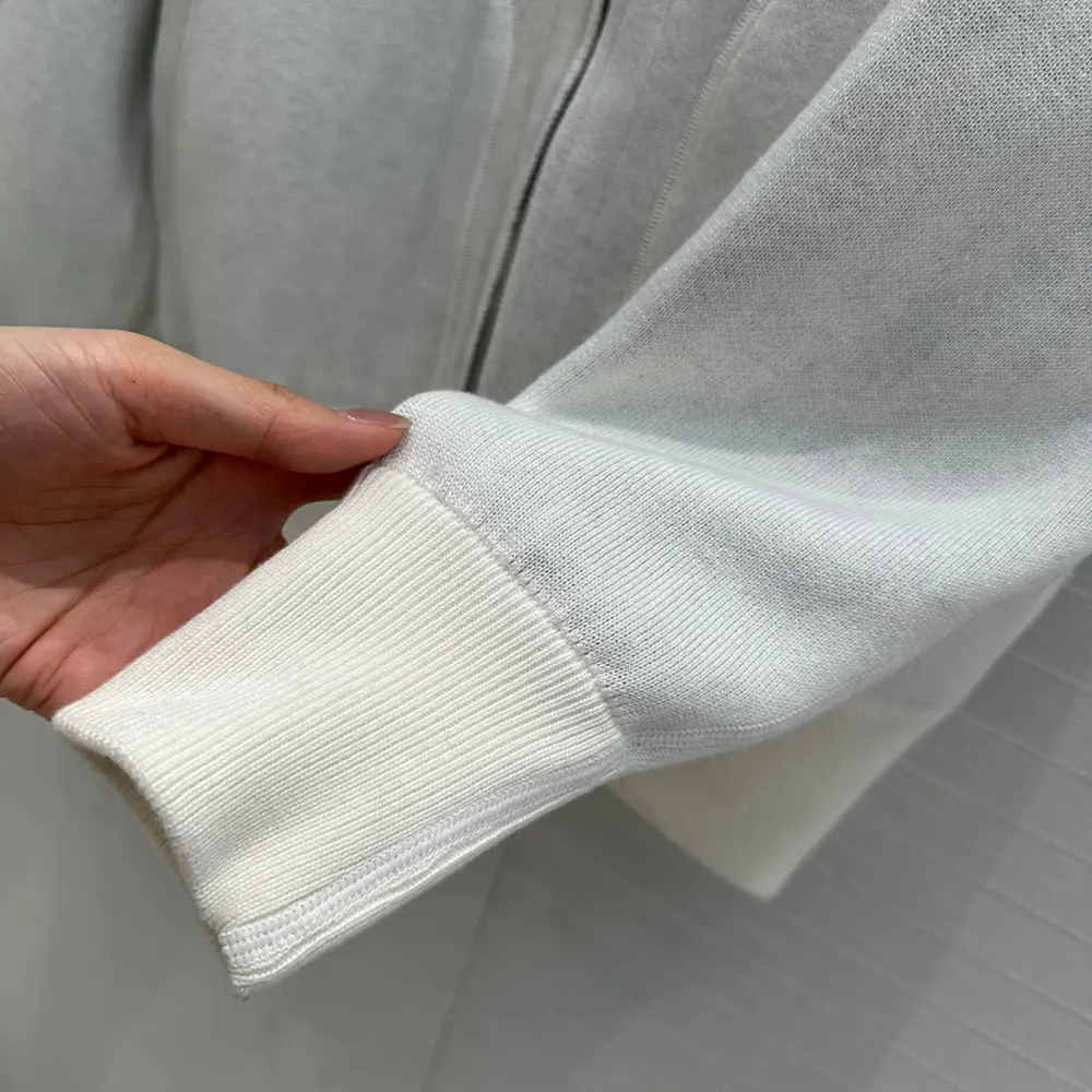 Dior Women Hooded Track Jacket White Cotton Knit and Cashmere