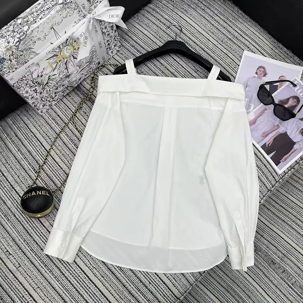 Dior Women Blouse White Cotton Poplin 521B85A3356_X0100