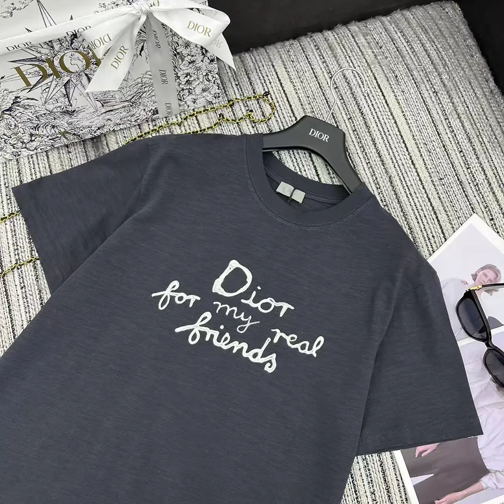 Dior Women DIOR AND HYLTON NEL T-Shirt Relaxed Fit Navy Blue Cotton Jersey