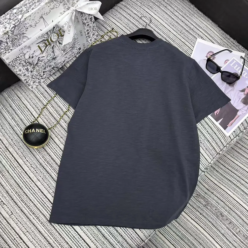 Dior Women DIOR AND HYLTON NEL T-Shirt Relaxed Fit Navy Blue Cotton Jersey