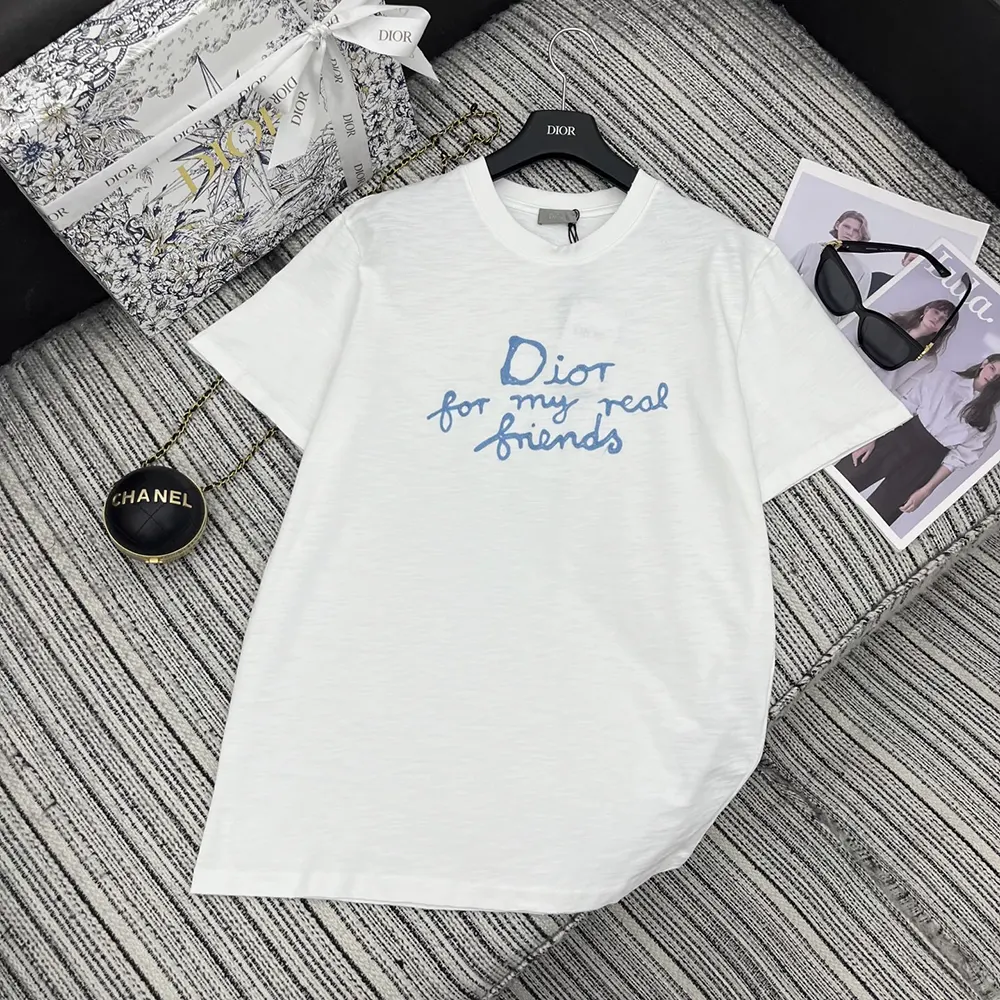 Dior Women DIOR AND HYLTON NEL T-Shirt Relaxed Fit White Cotton Jersey