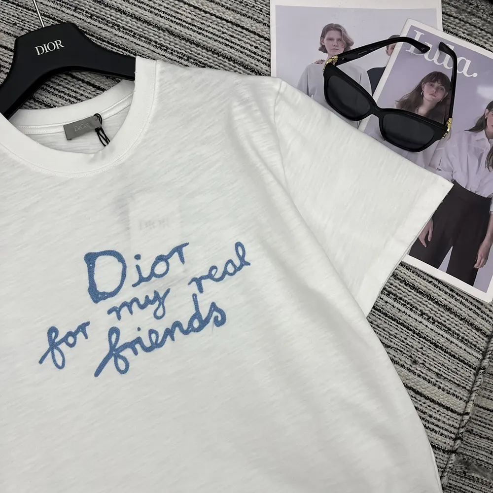 Dior Women DIOR AND HYLTON NEL T-Shirt Relaxed Fit White Cotton Jersey