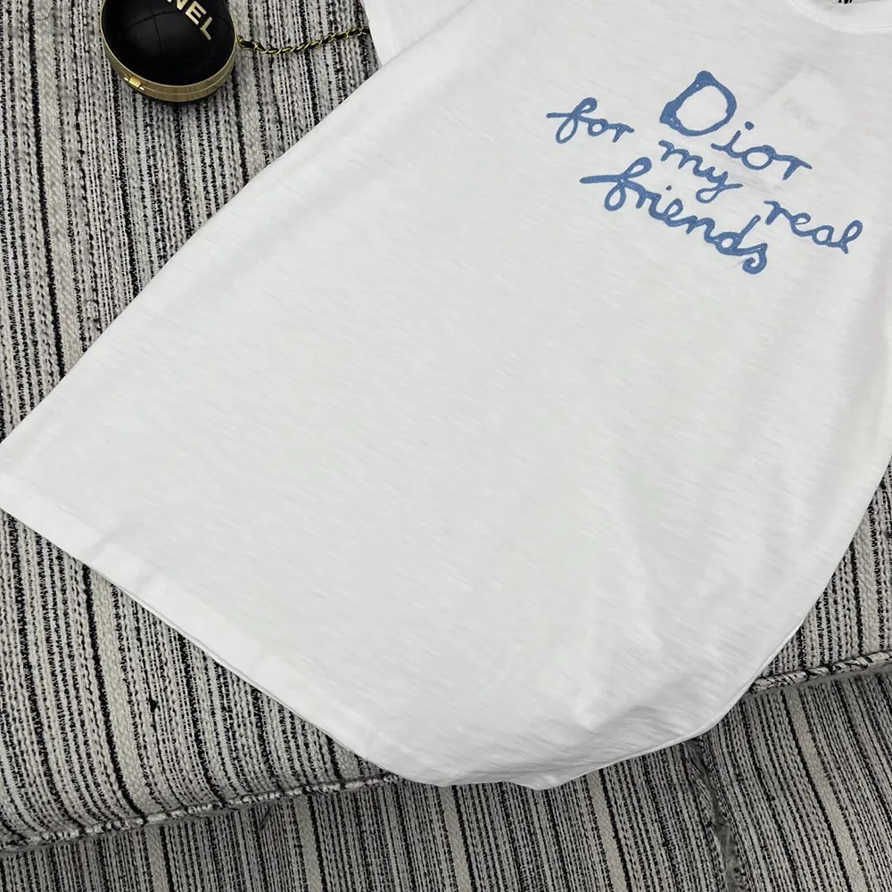 Dior Women DIOR AND HYLTON NEL T-Shirt Relaxed Fit White Cotton Jersey