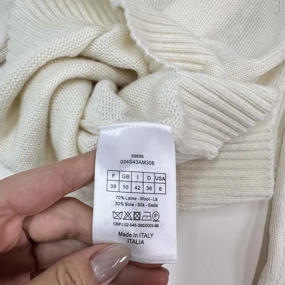 Dior Women Embroidered Sweater Ecru Cashmere Knit-514S57G0027