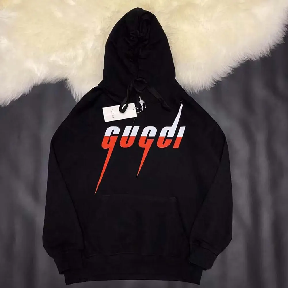 G*u*i men black cotton sweatshirt with G*u*i blade print