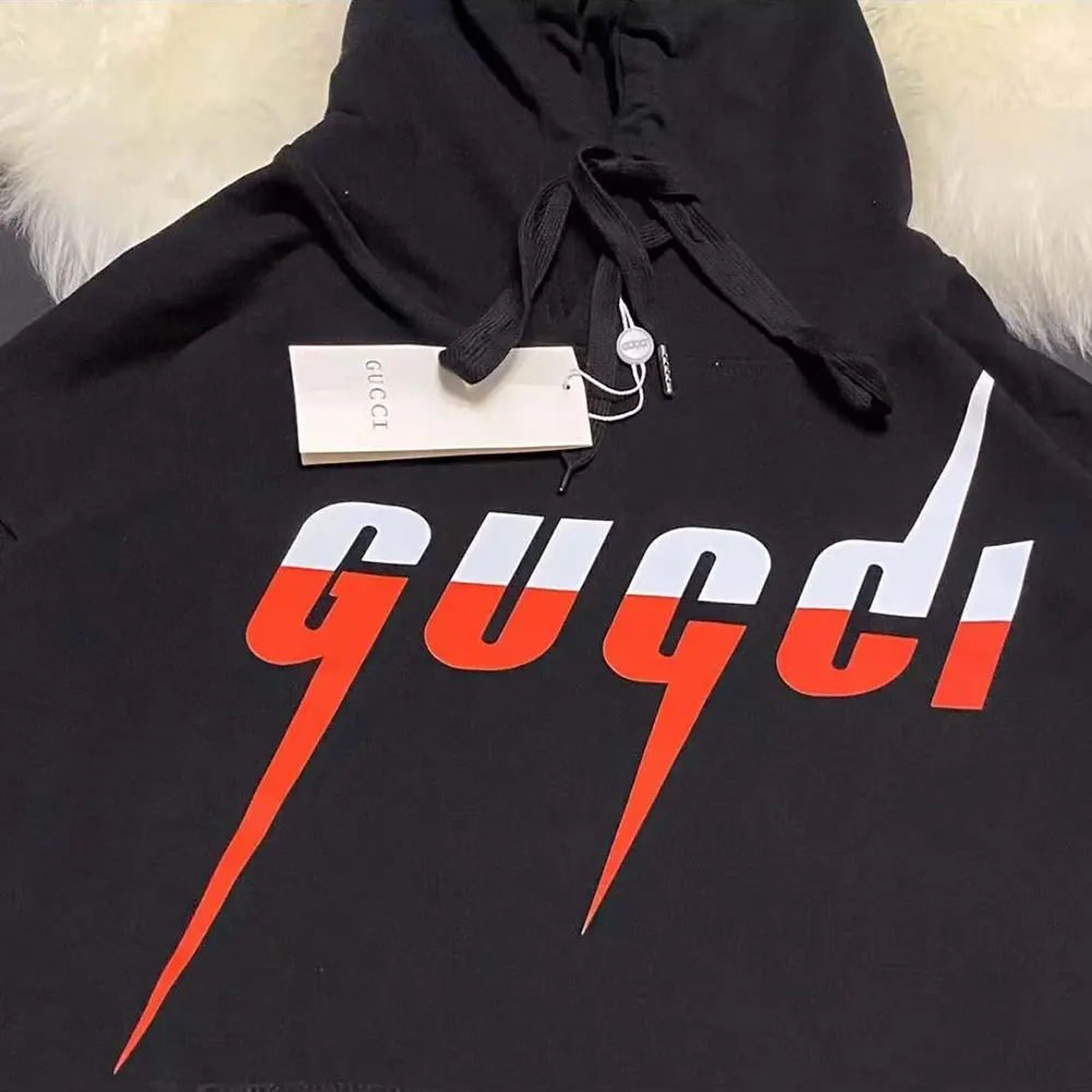 G*u*i men black cotton sweatshirt with G*u*i blade print