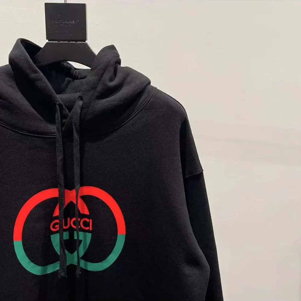 G*u*i men cotton jersey printed sweatshirt-black/red
