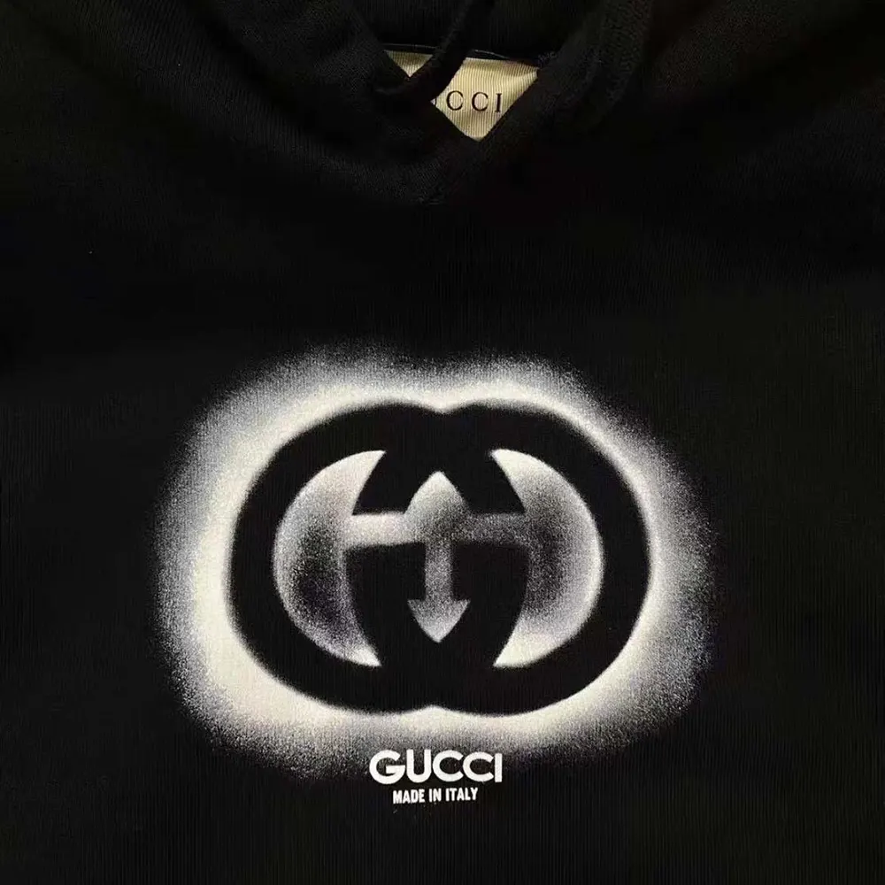 G*u*i men cotton jersey printed sweatshirt-black/white