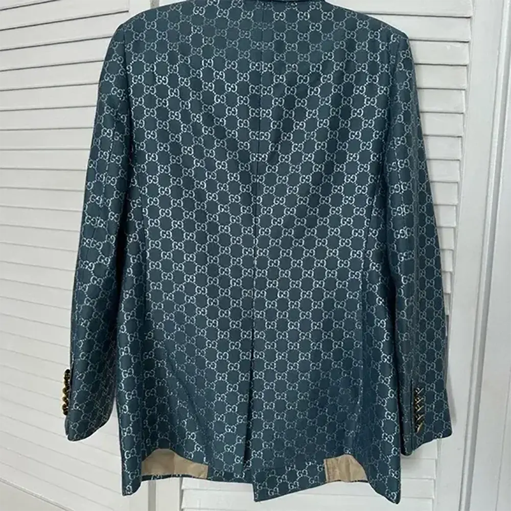 G*u*i men double breasted wool jacket with gg shadow-navy