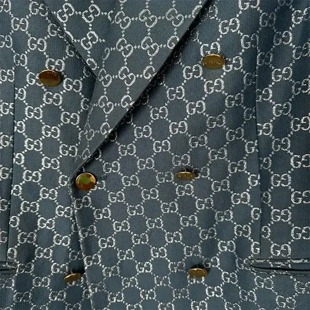 G*u*i men double breasted wool jacket with gg shadow-navy