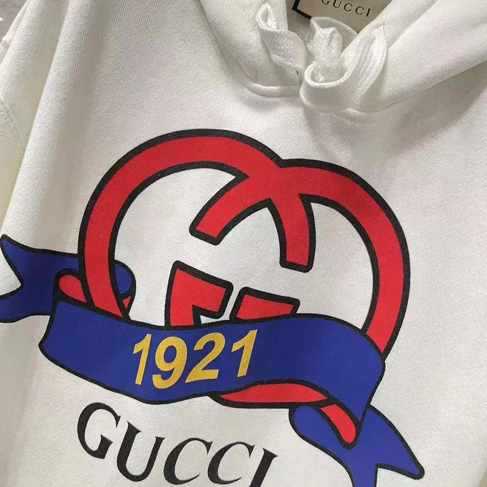G*u*i men g 1921 logo print cotton hoodie-white