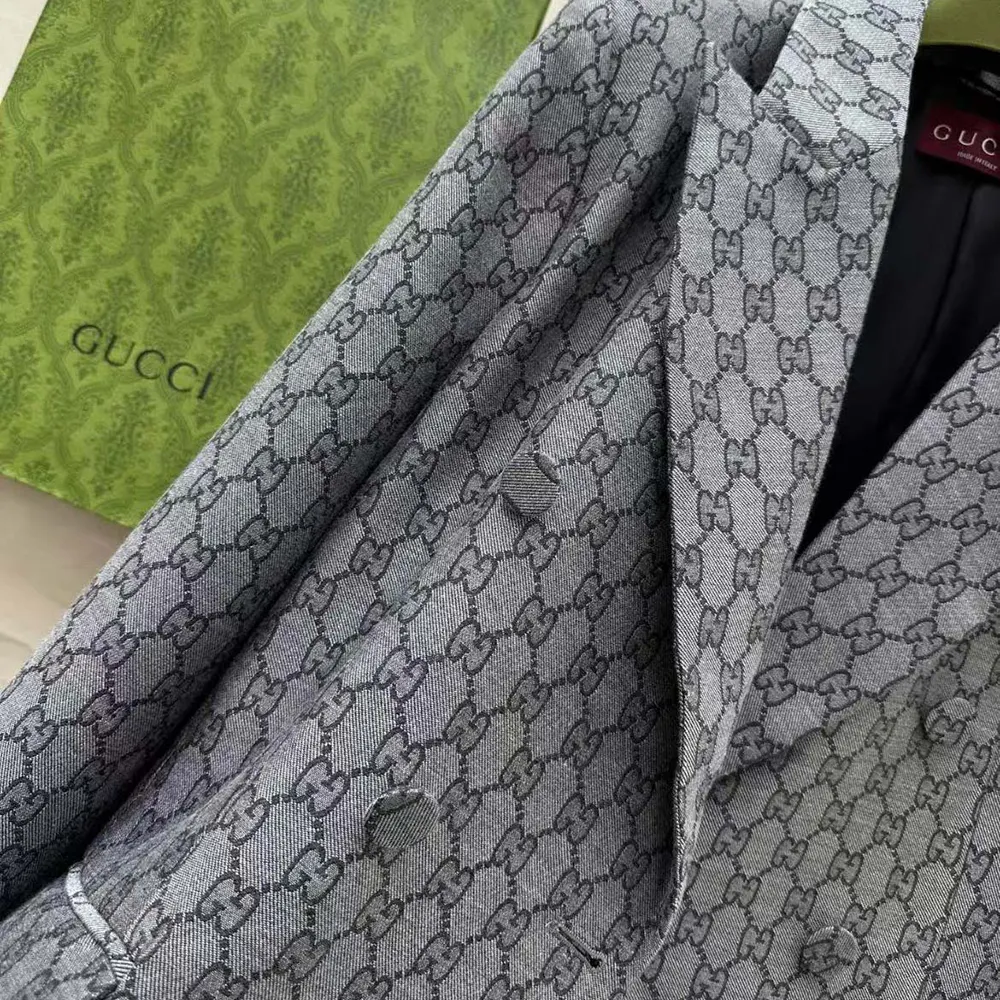 G*u*i men gg wool jacquard jacket-grey