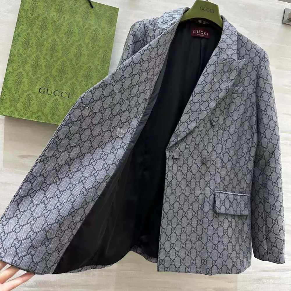 G*u*i men gg wool jacquard jacket-grey