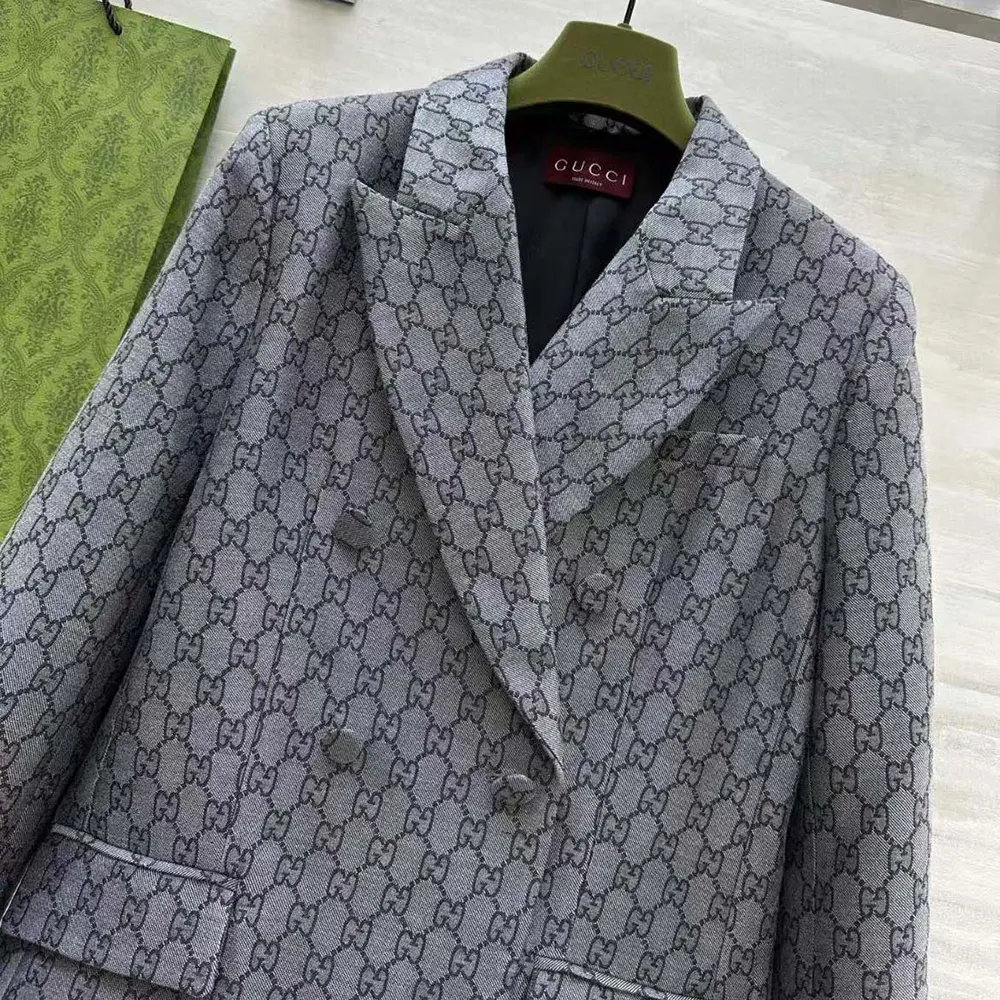 G*u*i men gg wool jacquard jacket-grey