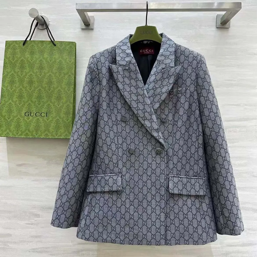 G*u*i men gg wool jacquard jacket-grey