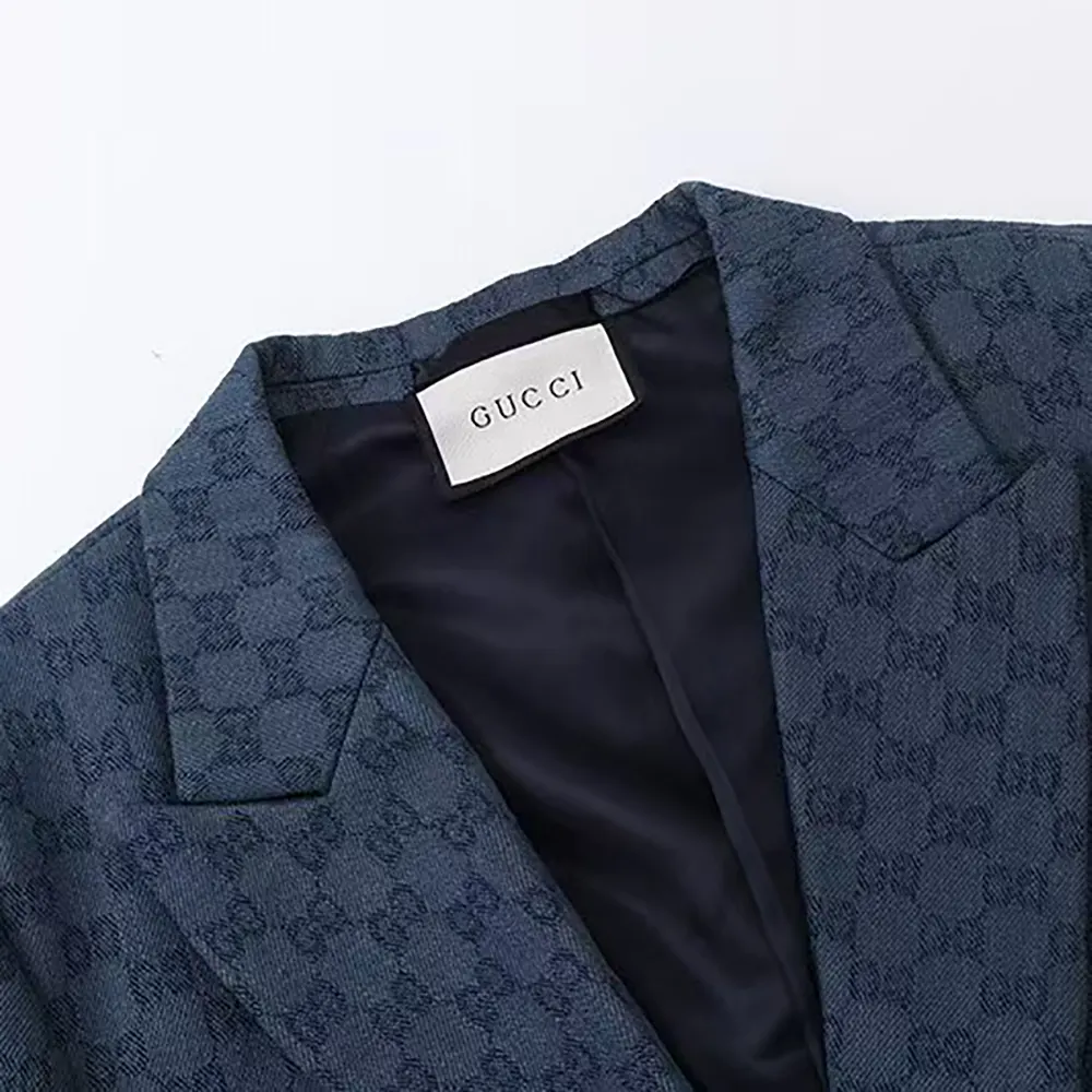 G*u*i men G*u*i checkered oversized blazer-navy