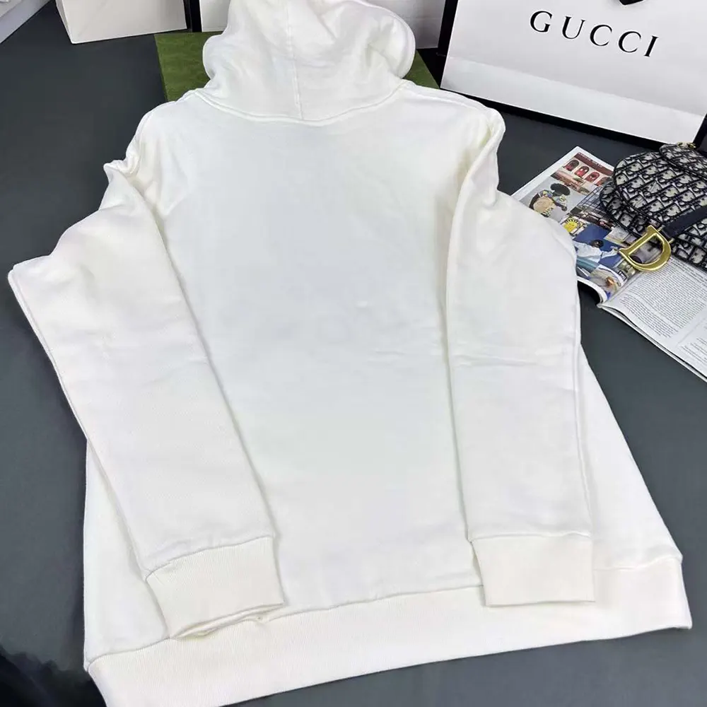 G*u*i men G*u*i x adidas jersey hooded sweatshirt-white