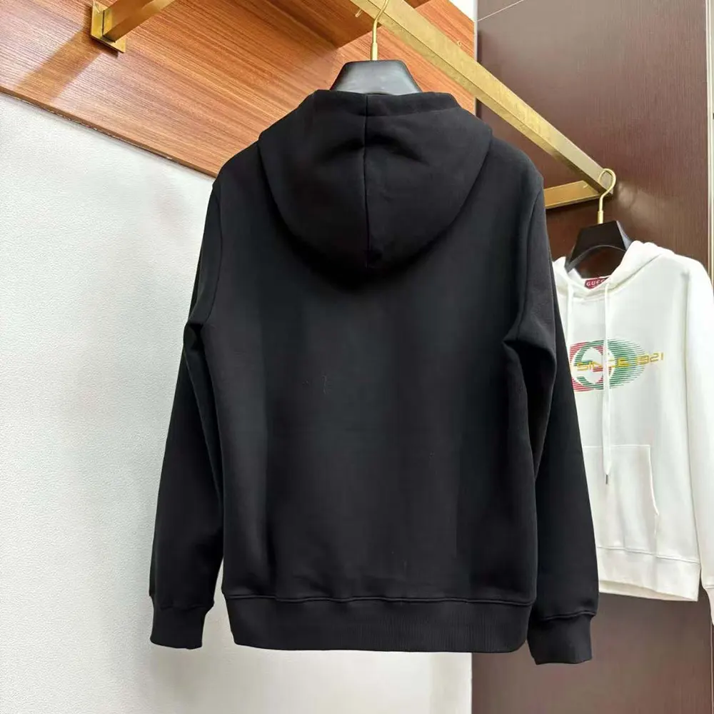 G*u*i men printed cotton jersey hooded sweatshirt-black