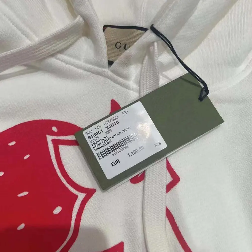 G*u*i men strawberry G*u*i cotton printed sweatshirt-white
