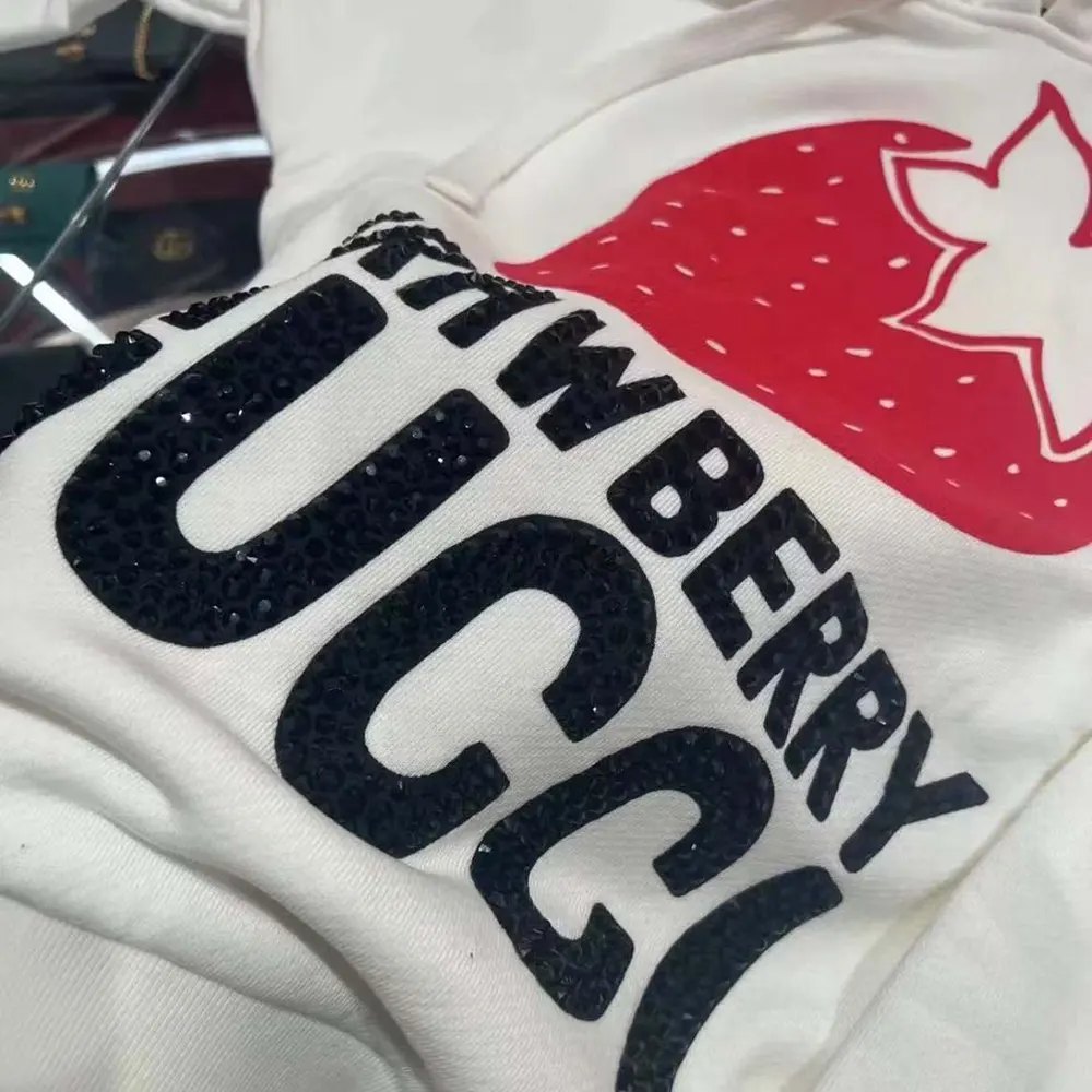 G*u*i men strawberry G*u*i cotton printed sweatshirt-white