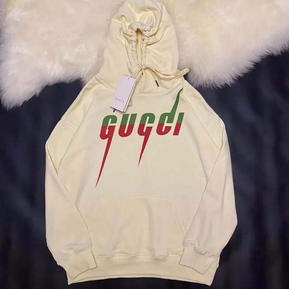G*u*i men white cotton sweatshirt with G*u*i blade print