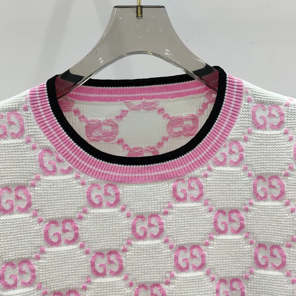 G*u*i women cotton crewneck top with gg intarsia 788766xkd1r9487