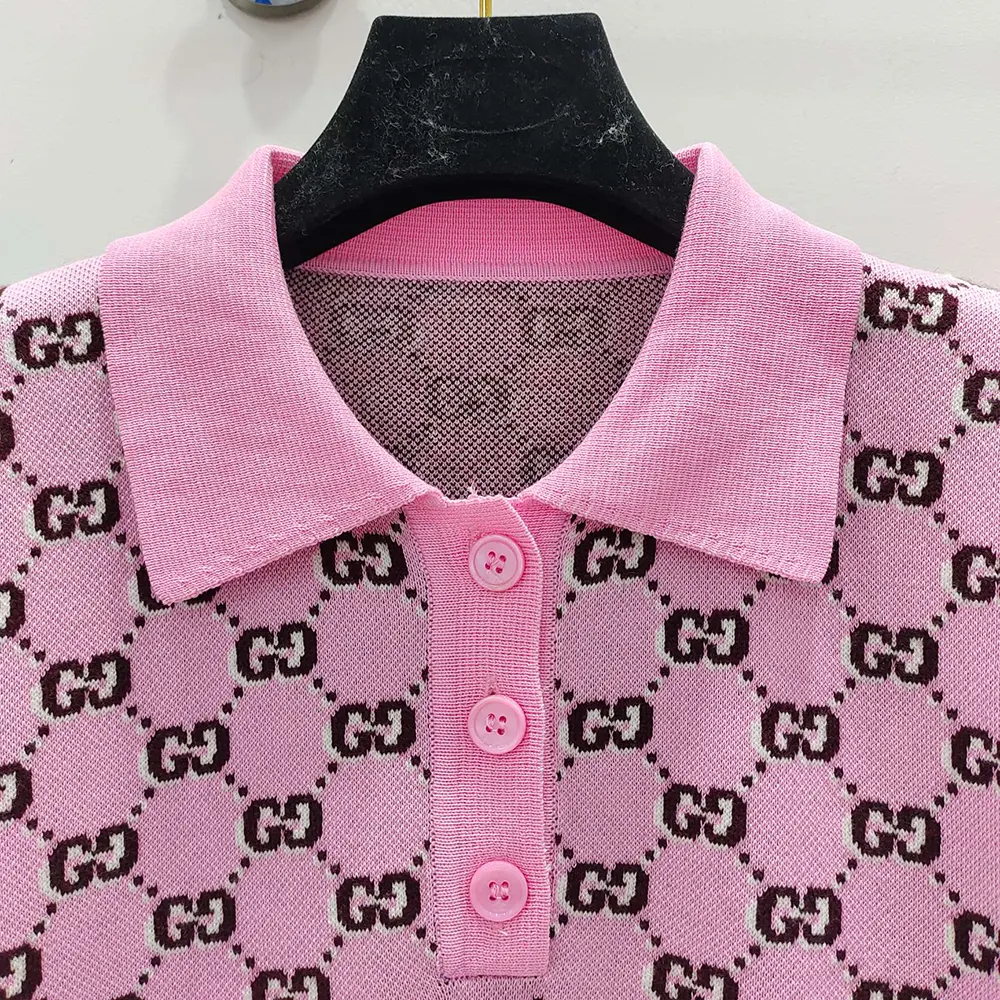 G*u*i women wool jacquard polo top with gg shadow 798132xkd8r5283