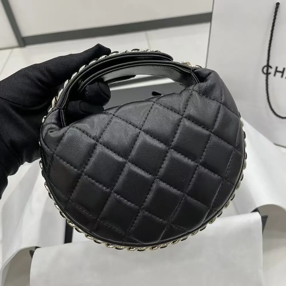 Chanel Women CC Small Flap Hobo Bag Grained Calfskin Gold Tone Metal Black