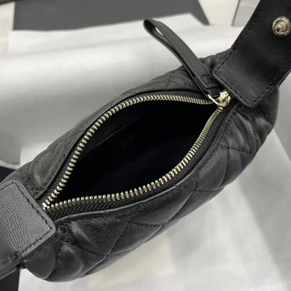 Chanel Women CC Small Flap Hobo Bag Grained Calfskin Gold Tone Metal Black