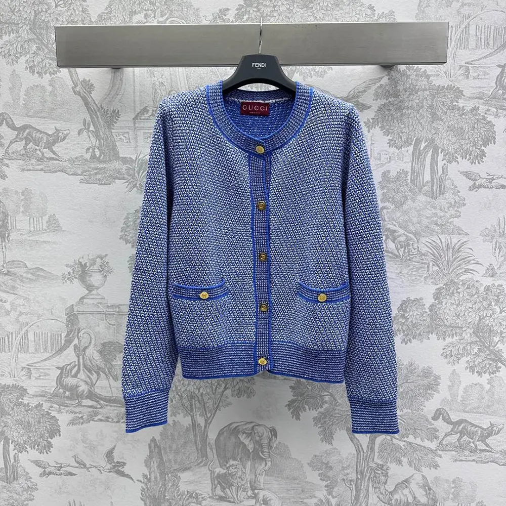 G*u*i women fine cotton crewneck cardigan 818643xkenr4179