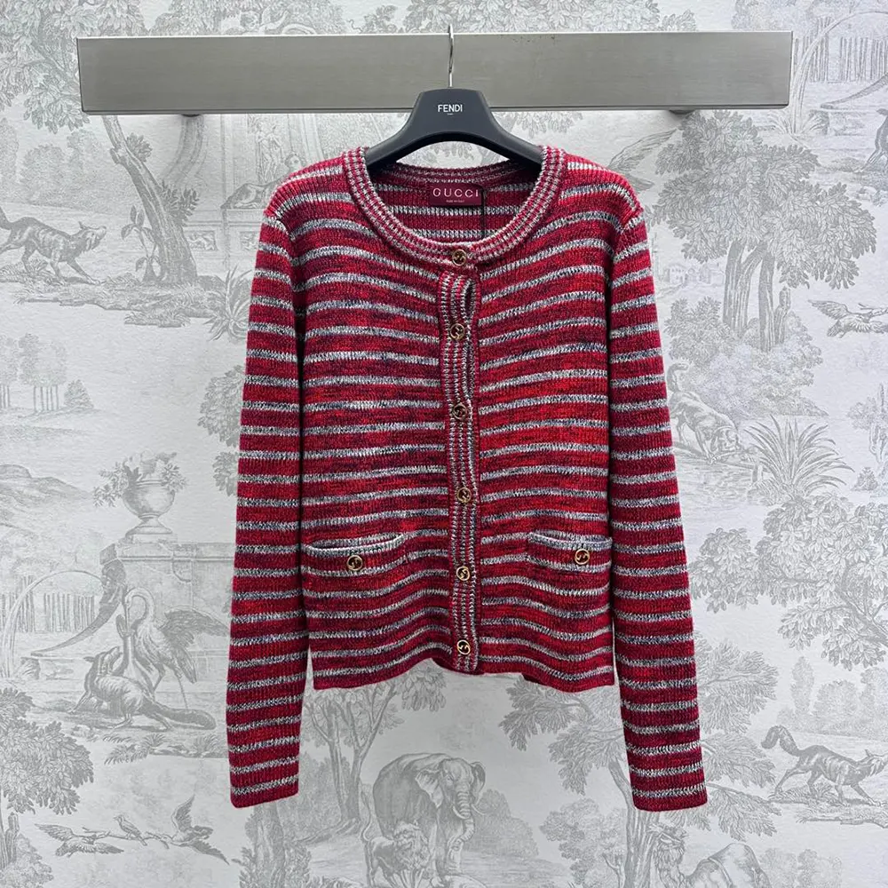 G*u*i women wool cotton crewneck cardigan 813829xkei16549