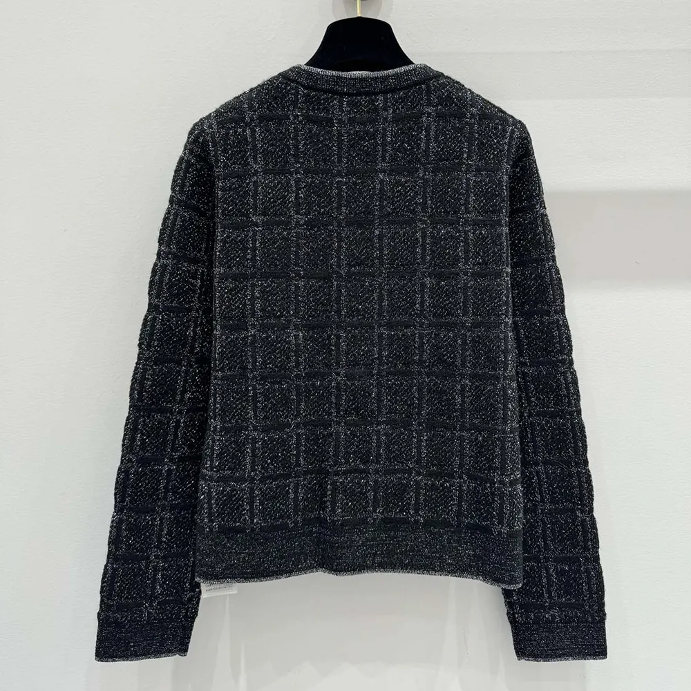G*u*i women wool and lame check jacquard cardigan 805754xkedi1138