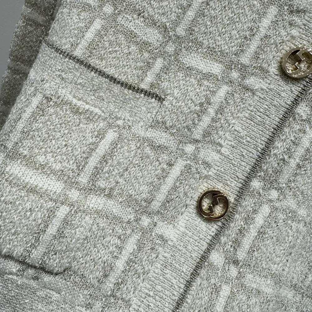 G*u*i women wool and lame check jacquard cardigan 805754xkedi9237