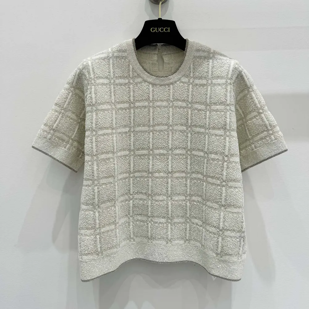 G*u*i women wool and lame check jacquard top 811552xkedi9237