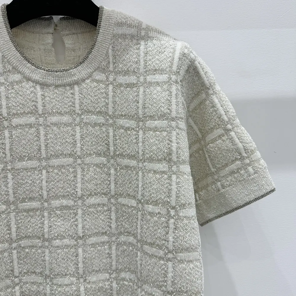 G*u*i women wool and lame check jacquard top 811552xkedi9237
