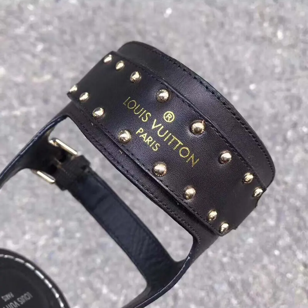 Louis Vuitton LV Women Black Leather and Monogram Canvas Gladiator Sandals